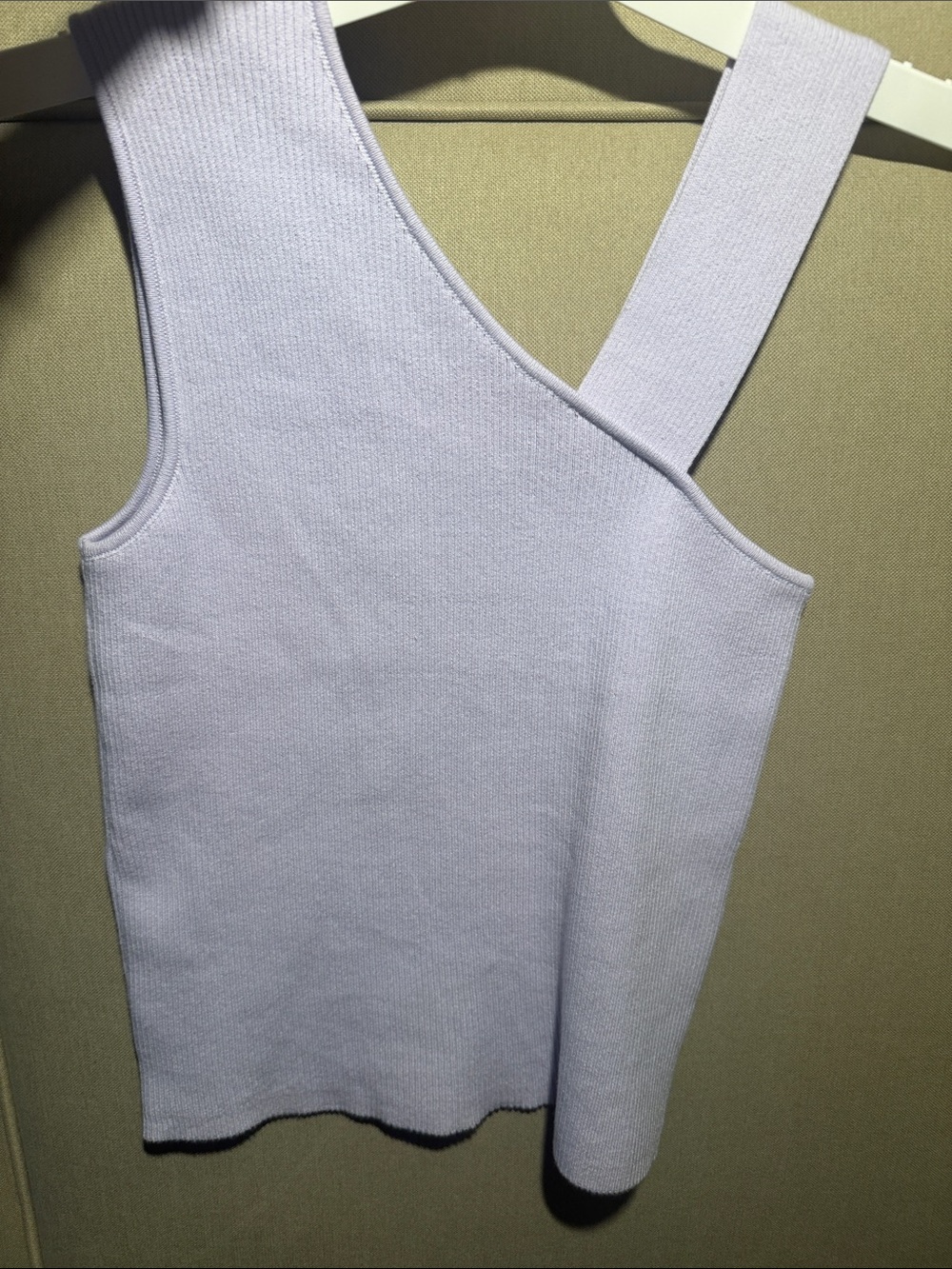 DSTLD Lilac Asymmetric Ribbed Tank Top
